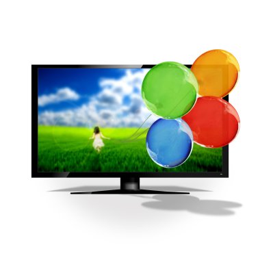 3D TV and balloons clipart