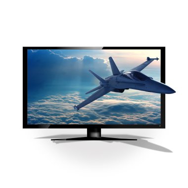 3D TV on white clipart