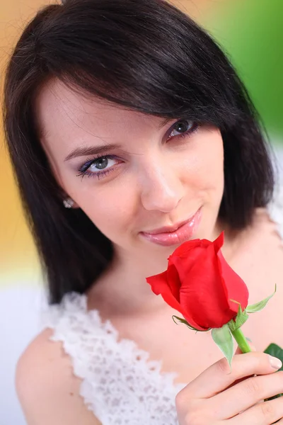 Sexy woman with red rose — Stock Photo, Image