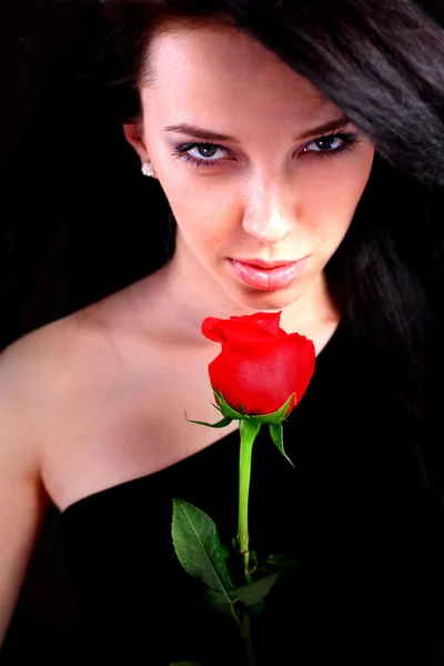 Sexy woman with red rose — Stock Photo, Image