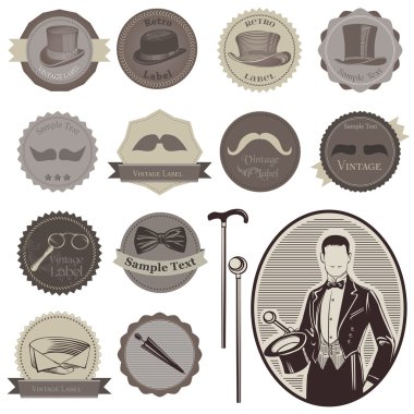 Gentlemen's Accessories Labels - vector set- High Quality clipart