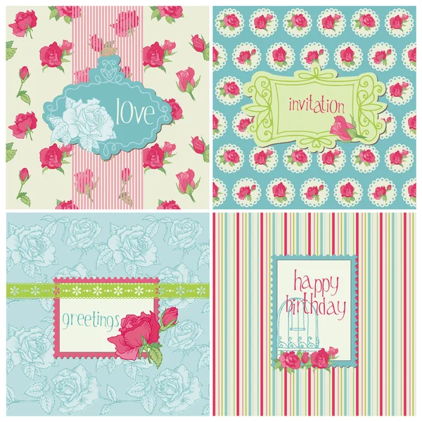 Färgglada kort med rosa inslag - för födelsedag, bröllop — Stock vektor