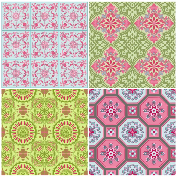 Seamless Vintage Background Collection - Victorian Colorful Tile — Stock Vector