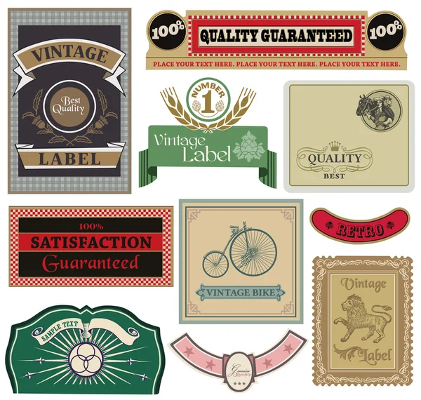 Collezione di Etichette Vintage in Vettore — Vettoriale Stock