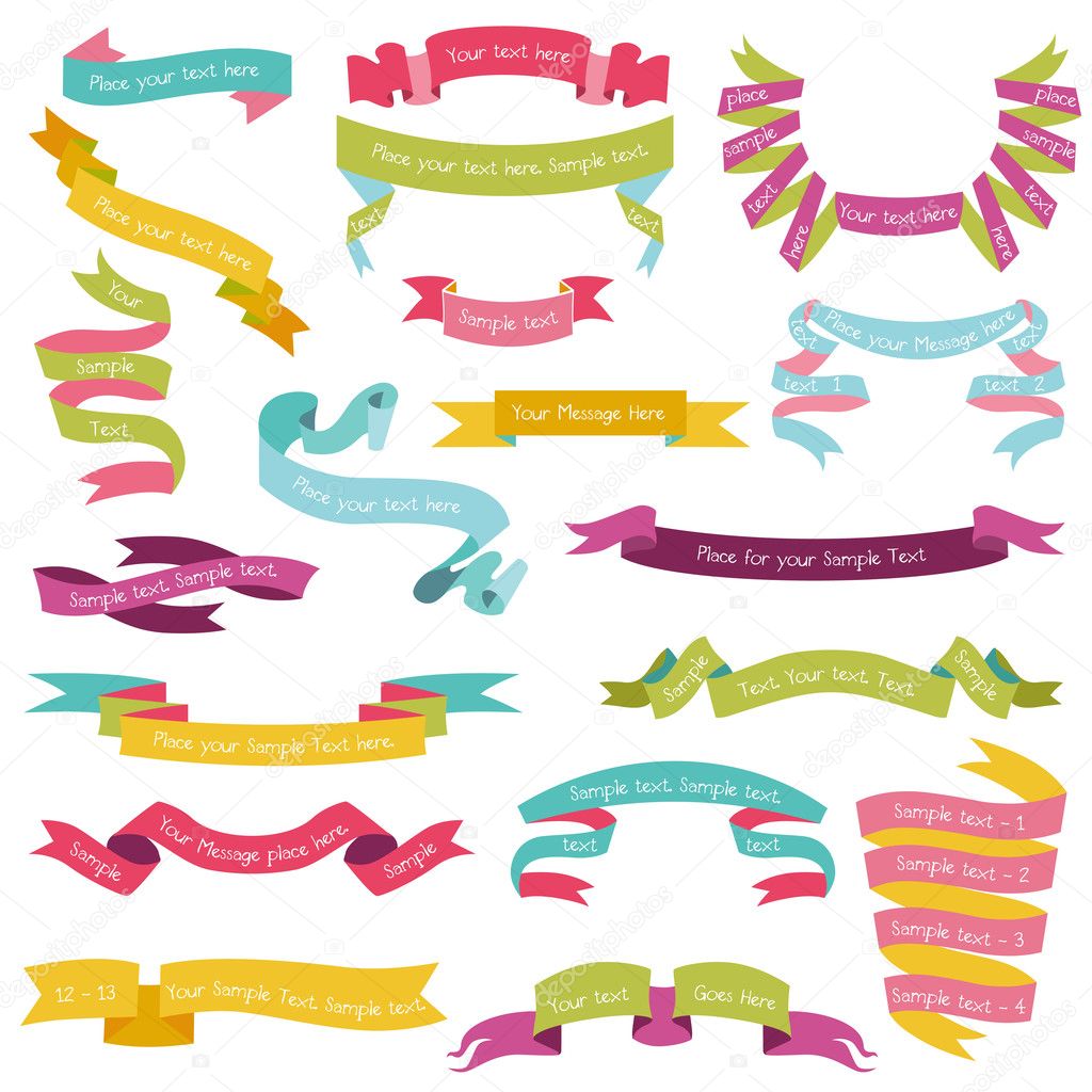 Set of Colorful Ribbons for your Text - in vector - part 1