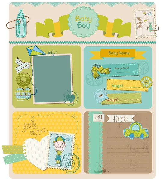 Elementos de design Scrapbook - Baby Boy Cute Set - em vetor — Vetor de Stock