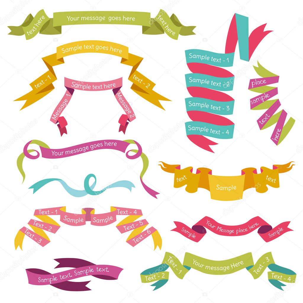 Set of Colorful Ribbons for your Text - in vector - part 1