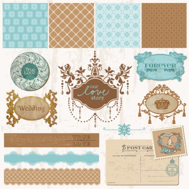 Scrapbook design elements - Vintage Wedding Set - in vector clipart