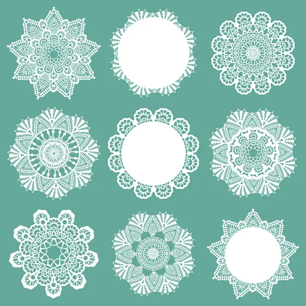 Set of Lace Napkins - for design and scrapbook - in vector — Stock Vector
