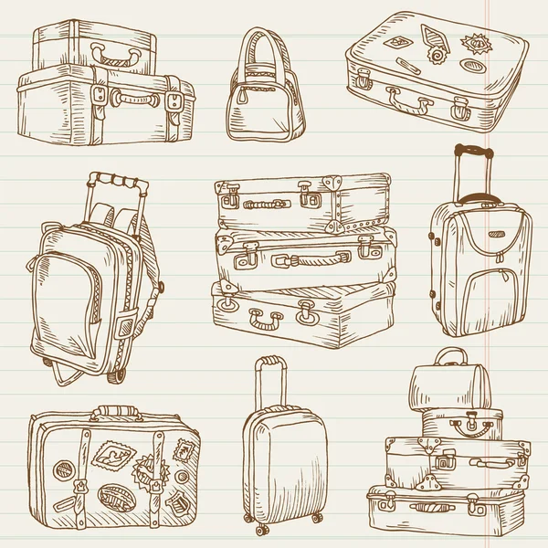 Conjunto de maletas vintage - para diseño y álbum de recortes en vector — Archivo Imágenes Vectoriales