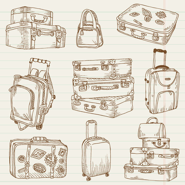 Set of Vintage Suitcases - for design and scrapbook in vector