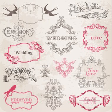 Wedding Vintage Frames and Design Elements - in vector clipart