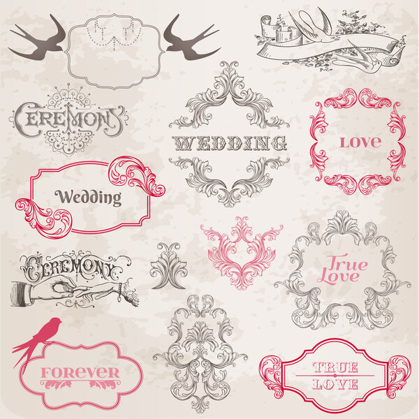 Wedding Vintage Frames and Design Elements - in vector
