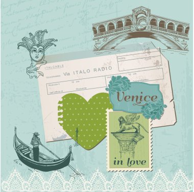 Scrapbook Design Elements - Venice Vintage Set - in vector clipart