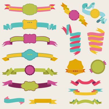 Set of Colorful Ribbons for your Text - in vector - part 3 clipart