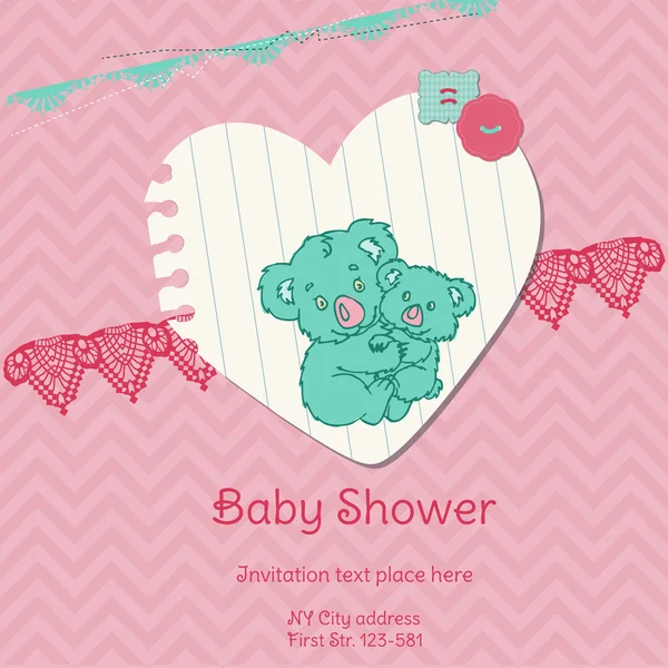 Cartão de banho de bebê com Koala - com lugar para o seu texto em vetor —  Vetores de Stock