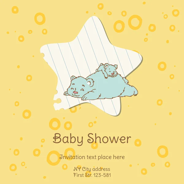 Cartão de banho de bebê com urso - com lugar para o seu vetor de texto-in — Vetor de Stock