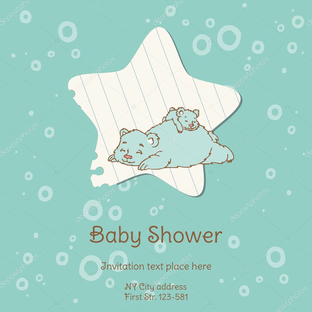Baby Shower Card with Bear - with place for your text -in vector