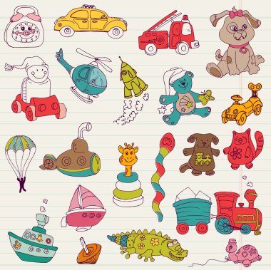 Baby Toys Doodles - for design and scrapbook - in vector clipart