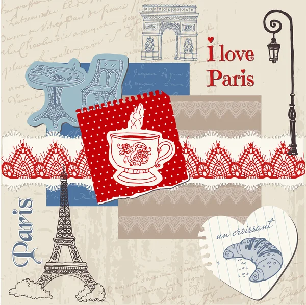 Scrapbook tasarım öğeleri - paris klasik set - vektör — Stok Vektör