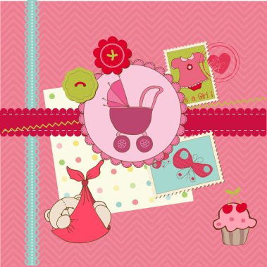 Scrapbook bebek duş kız set - tasarım öğeleri