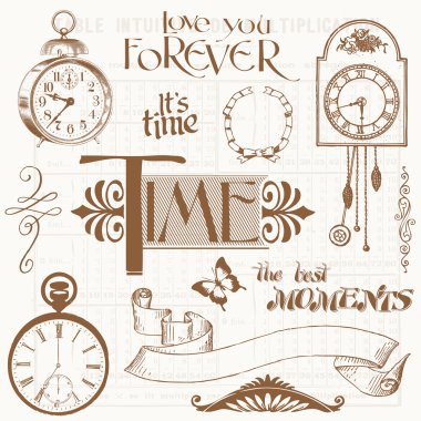 Scrapbook Design Elements - Vintage Time and Clocks clipart