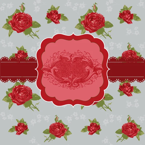 Vintage Flower Card - para invitación, felicitación, boda — Vector de stock