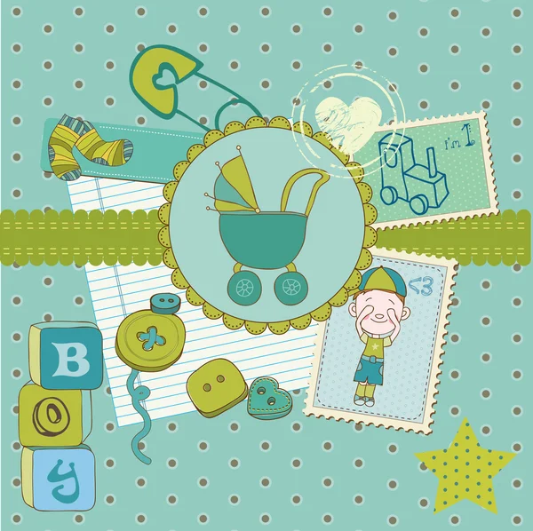 Scrapbook Baby shower Boy Set - elementos de diseño en el vector — Archivo Imágenes Vectoriales