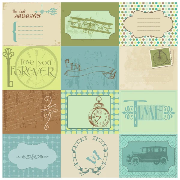 Etiquetas de papel Scrapbook y elementos de diseño - Tiempo Vintage — Archivo Imágenes Vectoriales