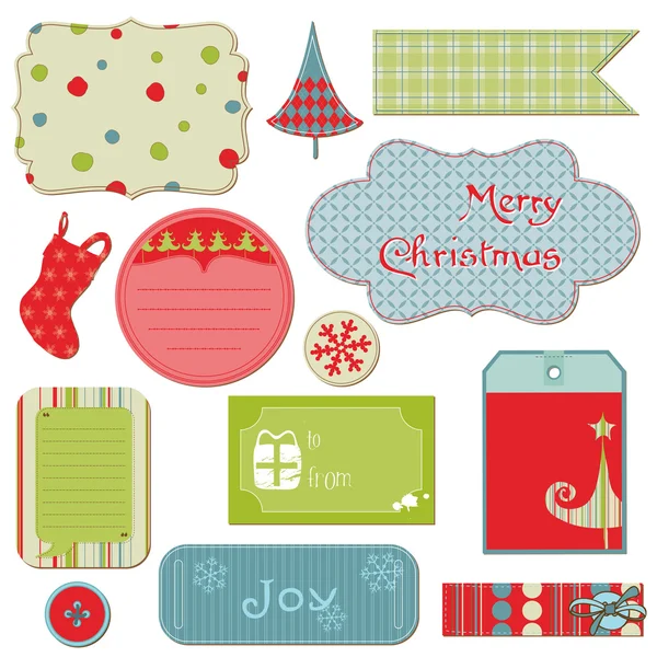 Set of Christmas Tags and Elements - for design and scrapbook — Stock Vector