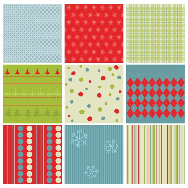 Set of Christmas Seamless Backgrounds - for design and scrapbook — Stock Vector