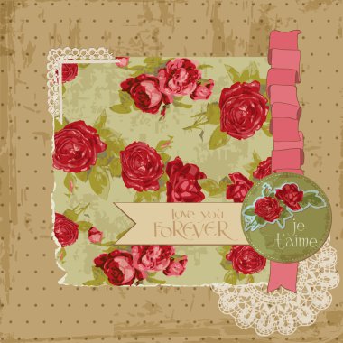 Scrapbook Design Elements - Vintage Flowers Scrapbook Page in ve clipart