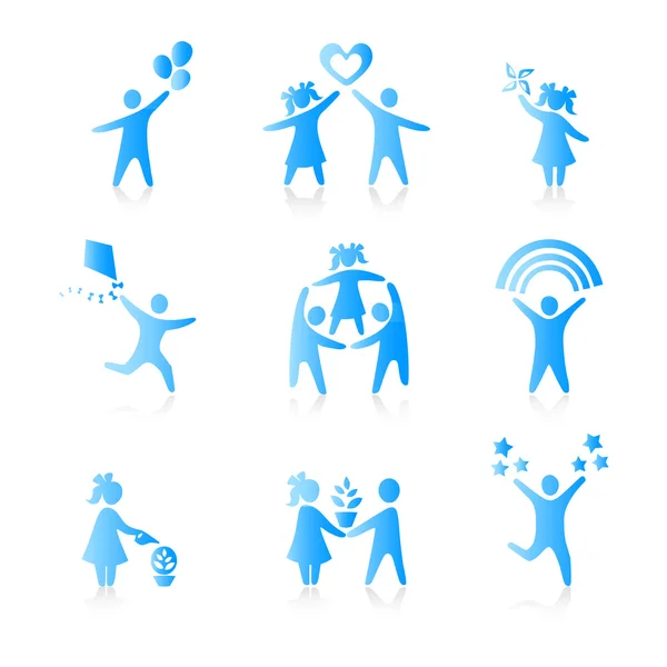 Set of Icons - Silhouette family. woman, man, kid, child, boy, g — Stock Vector