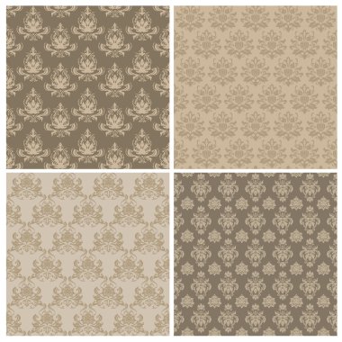 Set of Seamless Damask Wallpaper Patterns in vector clipart