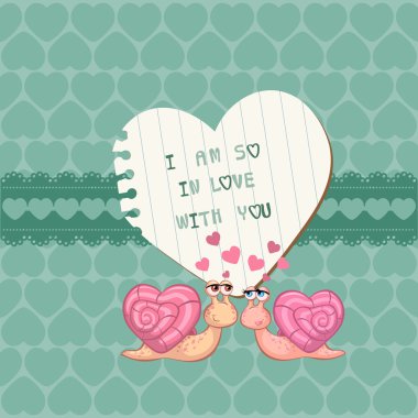 Cute Love Card - for Valentines day, scrapbooking in vector clipart