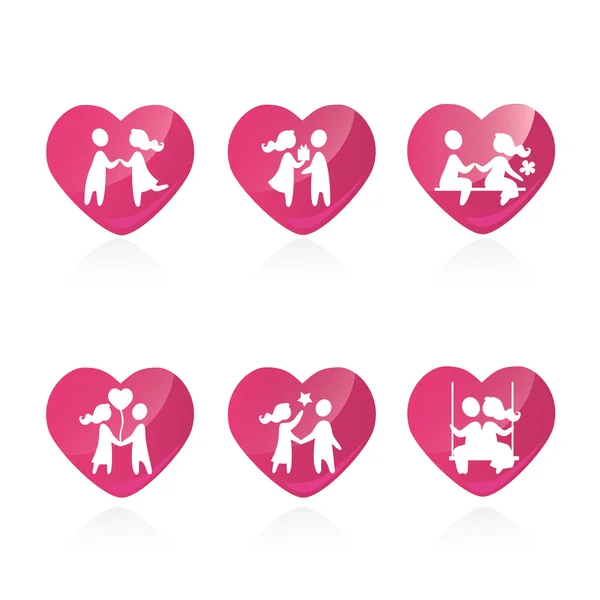 Uppsättning ikoner - par i kärlek - vektor illustration — Stock vektor
