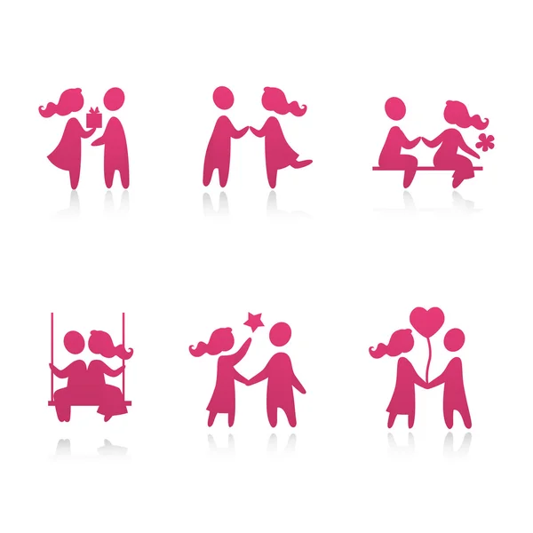Zestaw ikon - para zakochanych - ilustracji wektorowych — Wektor stockowy