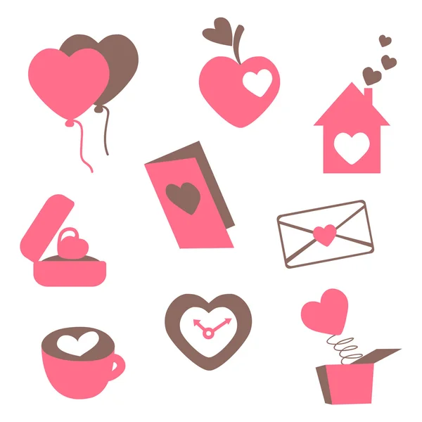 Älska ikoner - för alla hjärtans-kort, inbjudan, bröllop i vector — Stock vektor
