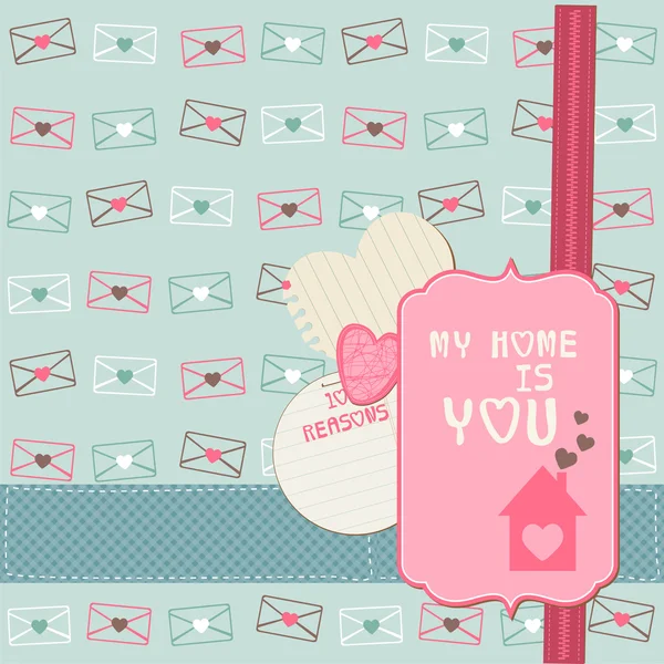 Cute Love Card - pour la Saint Valentin, scrapbooking en vecteur — Image vectorielle