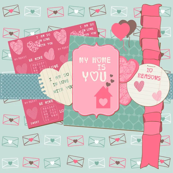 Scrapbook Design Elements - Love Set - for cards, invitations — Wektor stockowy
