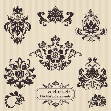 Set of ornamental DAMASK illustrations - for your design, invita clipart