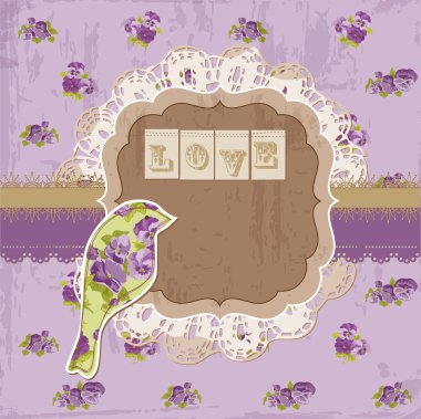 Scrapbook Design Elements - Vintage Flowers and Bird Scrapbook P clipart