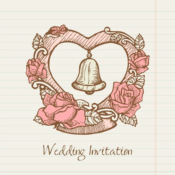 Elle çizilmiş düğün doodle vektör kalp — Stok Vektör