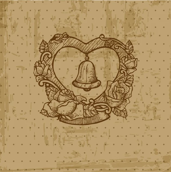Винтажная свадебная открытка - для приглашения, поздравления, скра — стоковый вектор