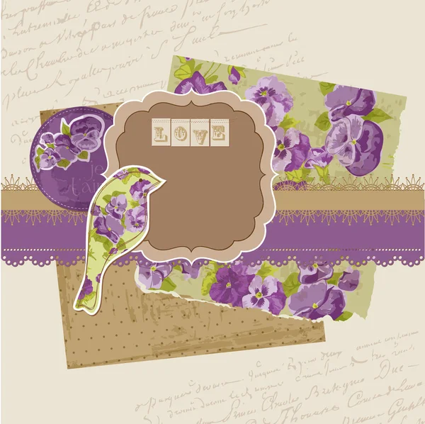 Scrapbook tasarım öğeleri - vintage viola vektör çiçek — Stok Vektör