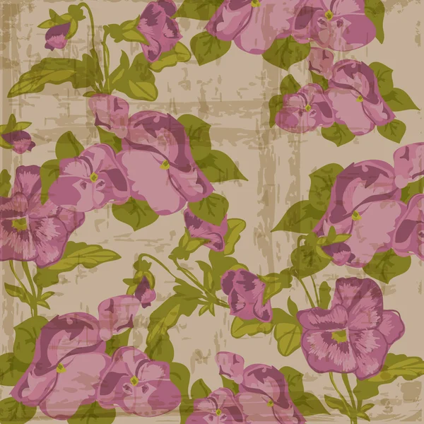 Vintage Viola flowers Background in vector — Stock Vector