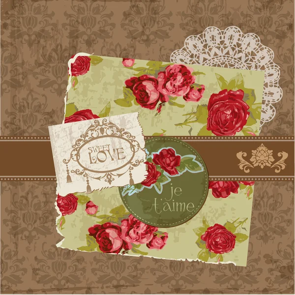 Scrapbook Design Elements - Fleurs et cadres vintage dans le vecteur — Image vectorielle