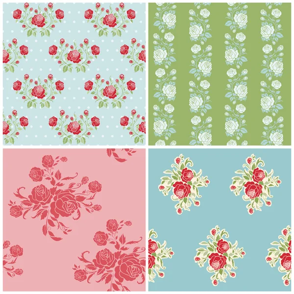 Seamless Floral Background Beautiful Set - for your design and s — Stock Vector