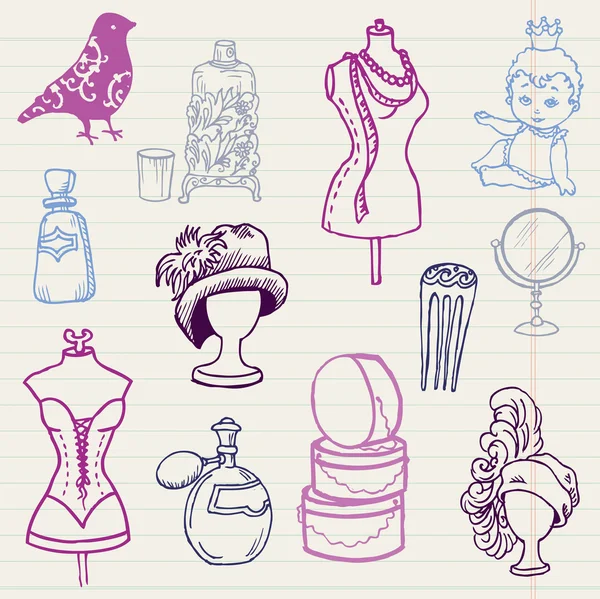 Conjunto de Doodles dibujados a mano de moda - para su diseño — Vector de stock