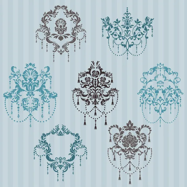 Conjunto de ilustrações ornamentais DAMASK vetor — Vetor de Stock